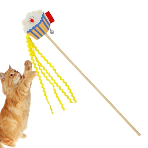 Katzenstab-Spielzeug, buntes Katzenspielzeug, Käse, Puffreis, lustiges Katzenspielzeug, 54 cm, Katzenspielzeug, Katzenzubehör, interaktives Katzenspielzeug, kleine, mittelgroße und große Katze, von Huvqianu