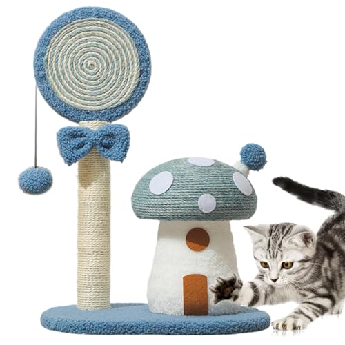 Mushroom Cat Climbing Tower, Interactive Toy, 21.26in Cat Tree Scratching Post, Multi-Functional Mushroom Poles, ideal for Sisal Scratcher Board, Space Saving Design von Huvqianu