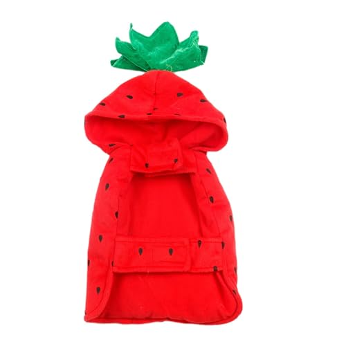 Strawberry Dog Outfit, Fruit Dog Costume, Strawberry Pet Apparel, Puppy Hoodie - Winter Dog Costume Strawberry Shape Hoodie Garment Funny Pet Clothes for Halloween Christmas von Huvqianu