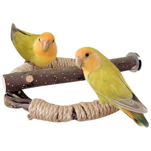 Vogelkäfig-Sitzstangen aus Holz, für Papageien, 18 cm und 23 cm, Nymphensittich-Anreicherungsspielzeug, Kletterzweige mit Seil, perfekt für Sittiche, Wellensittiche und Lovebirds von Huvqianu