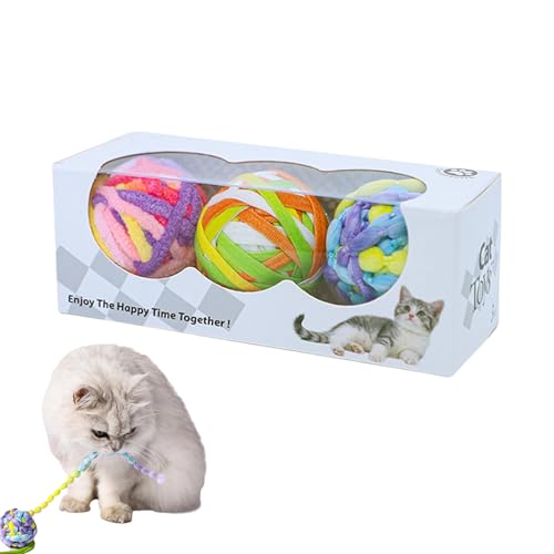 Huxibai Katzen Beißball | Spielball Für Katzen Mit Interaktiven Spielen - 3 Stücke Weiche Bunte Kauspiele Mit Klirrglöckchen, Zahnreinigung Für Haustiere Zur Bereicherung Und Bewegung Huxibai Katzen Beißball | Spielball Für Katzen Mit Interaktiven Spielen - 3 Stücke Weiche Bunte Kauspiele Mit Klirrglöckchen, Zahnreinigung Für Haustiere Zur Bereicherung Und Bewegung von Huxibai