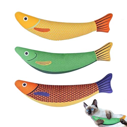 Huxibai Weicher Fisch für Katzen – 3 Stück Plüsch in Fischform für Katzen – Zahnreinigung mit knackigem Klang und Übung, Begleiter für drinnen und draußen für alle Größen Huxibai Weicher Fisch für Katzen – 3 Stück Plüsch in Fischform für Katzen – Zahnreinigung mit knackigem Klang und Übung, Begleiter für drinnen und draußen für alle Größen von Huxibai