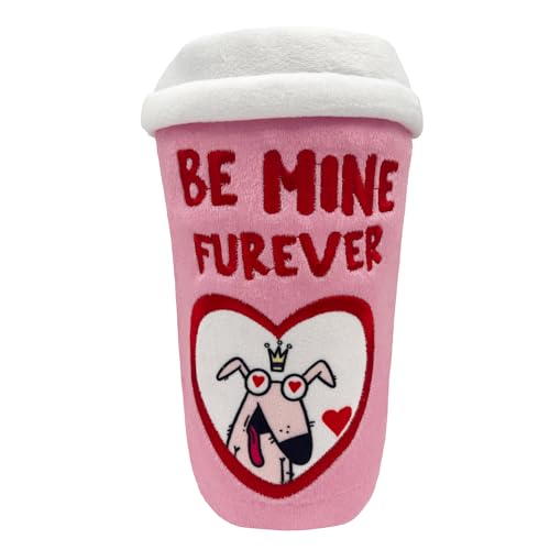 Huxley & Kent Für Hunde | Be Mine Furever Latte (groß) | Valentinstag lustiges Hundespielzeug | Power Plüsch Hundespielzeug mit Quietscher | Hundegeschenk | H&K Quietschendes Hundespielzeug von Huxley & Kent