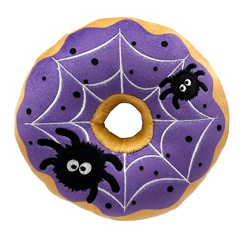 Huxley & Kent H&K Hundespielzeug für Hunde, Spinnennetz-Donut, lustiges Halloween-Hundespielzeug, Power-Plüsch-Hundespielzeug mit Quietscher, Hundegeschenk, lustig, langlebig und sicher von Huxley & Kent