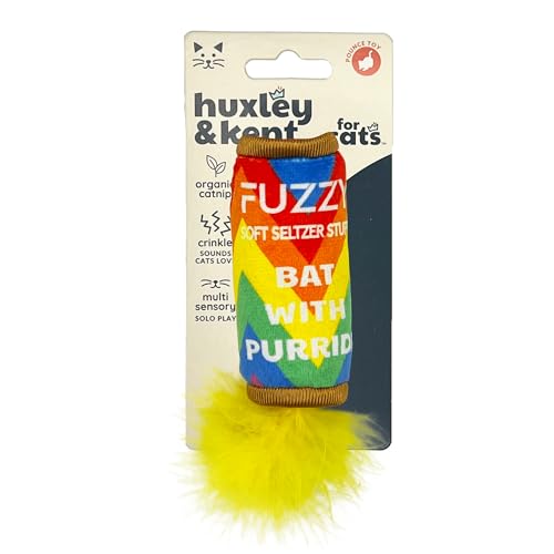 Huxley & Kent Katzenspielzeug | Fuzzy Soft Seltzer | Starkes Katzenminze Gefülltes Katzenspielzeug | Weiches Plüsch Kitty Spielzeug mit Katzenminze und Knistern | Kittybelles von Huxley & Kent