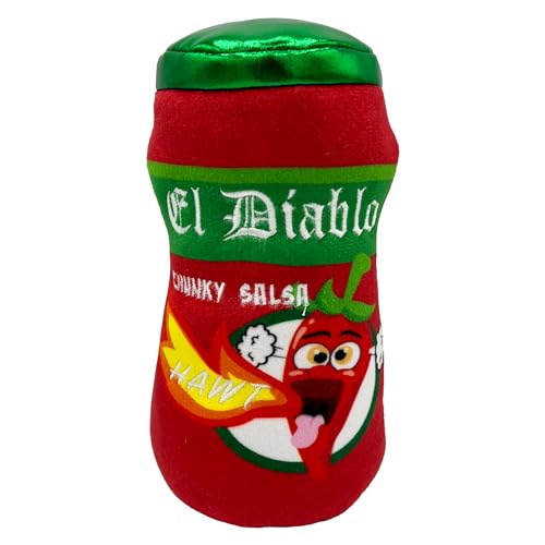 Huxley & Kent for Dogs | El Diablo Spicy Salsa (groß) | Lustiges Hundespielzeug | Power Plüsch Hundespielzeug mit Quietscher | Hundegeschenk | Lustiges, langlebiges | H&K Quietschendes Hundespielzeug von Huxley & Kent