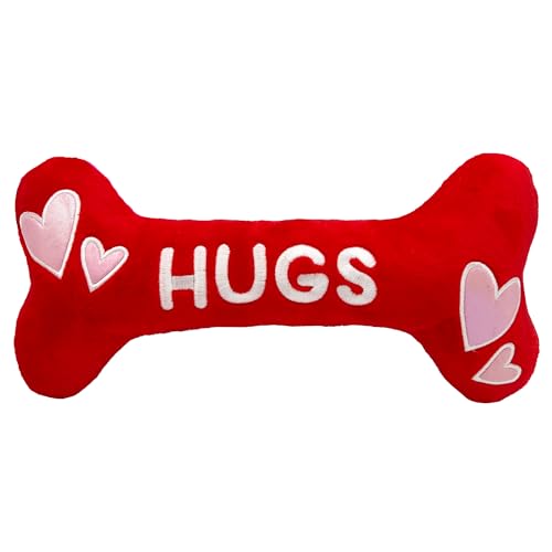 Huxley & Kent for Dogs | Hugs & Kisses Bone 2.0 (klein) | Valentinstag lustiges Hundespielzeug | Power Plüsch Hundespielzeug mit Quietscher | Hundegeschenk | H&K Quietschendes Hundespielzeug von Huxley & Kent