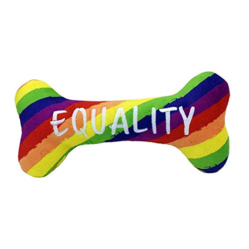 Lulubelles Power Plush Pride Equality Knochen (groß) | Hundespielzeug mit Quietscher | Regenbogen-Hundengeschenk | Spaß, langlebig und sicher | Huxley & Kent Quietschspielzeug für Hunde von Huxley & Kent