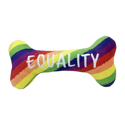 Lulubelles Power Plush Pride Equality Knochen (klein) | Hundespielzeug mit Quietscher | Regenbogen-Hundengeschenk | Spaß, langlebig und sicher | Huxley & Kent Quietschspielzeug für Hunde von Huxley & Kent