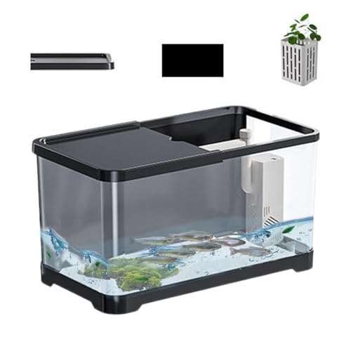 Betta Aquarium-Set – Deko-Set für Meerwasseraquarien für kleine Aquarien | Tank-Set für Aquarien stapelbar | kreatives Aquarium für Fische mit Korb | Schale für Fische mit Dekoration von Huyeruie