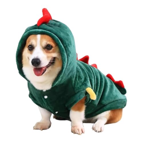 Haustier Dinosaurier Kostüm, Haustier Dinosaurier Cosplay Hoodies, Niedliches Hundekostüm Dinosaurier Kostüm, Dinosaurier Kleidung für Welpen, Weich f von Huyeruie