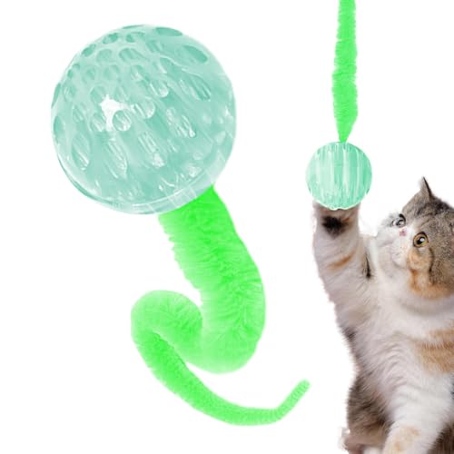 Hüpfball mit Schwanz für Katzen,Hüpfball für Katzen - Interaktives Katzenspielzeug, Hüpfball mit Schwanz | Magic Worm Bouncy Balls Cats Teaser Toys helfen, Ihr Haustier zu entspannen und zu trösten von Huyeruie