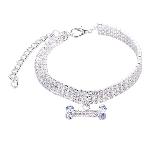 Huyeruie Strass-Hundehalsband, Knochenanhänger, Strasssteine, Haustier-Halskette, verstellbare Katzen- und Hunde-Halskette, eleganter Hochzeits-Schmuck für kleine Haustiere, Strass-Knochen-Anhänger Huyeruie Strass-Hundehalsband, Knochenanhänger, Strasssteine, Haustier-Halskette, verstellbare Katzen- und Hunde-Halskette, eleganter Hochzeits-Schmuck für kleine Haustiere, Strass-Knochen-Anhänger von Huyeruie