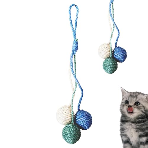 Interaktives Katzenspielzeug, Kratzbaum aus natürlichem Sisal für Katzen | Katzenspielzeug Sisalball für Haustiere zum Kratzen Ball aus Sisal zum Aufhängen für Katzen | Bequeme G von Huyeruie