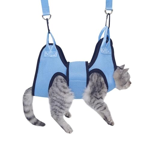 Katzenfesseln für die Fellpflege,Hängematte zum Krallenschneiden von Hunden - Hundepflege-Sling,Atmungsaktive Katzen-Rückhaltetasche, Hängematte, bequemer, sicherer Hundepflegegurt mit Sicherheitsgurt von Huyeruie