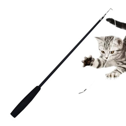 Katzenspielzeugstab, einziehbarer Katzenspielzeugstab - Katzenspielzeug für Indoor-Outdoor-Katzen,4-teiliger -Zauberstab, interaktiver Fänger mit 2 Ersatzköpfen, lustige Übung für Katzen und Kätzchen, von Huyeruie