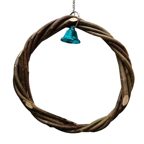 Vogelschaukel Ringe | Holz Sitzstange Ständer Spielzeug mit Glocke | Vogelspielzeug Spielzeug Stehstange für Lovebirds Aras Finken Sittiche Conures Vogelschaukel Ringe | Holz Sitzstange Ständer Spielzeug mit Glocke | Vogelspielzeug Spielzeug Stehstange für Lovebirds Aras Finken Sittiche Conures von Huyeruie