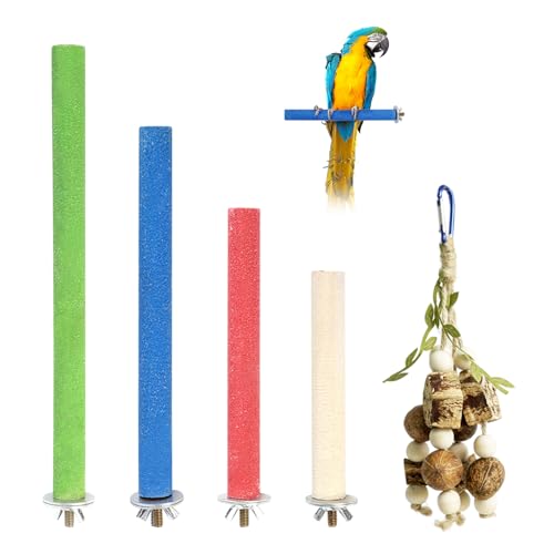 5 Stück Wellensittich Spielzeug Zubehör, Sitzstangen Vogelspielzeug für Wellensittiche, Papageienspielzeug, VogelkäFig Vogel Zubehör, Vogelspielzeug, Wellensittich Spielplatz von HweeWanX