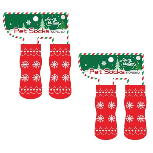 Hxyxbnhno 2 Paar Weihnachts-Hundesocken, rutschfest, weich, bequeme Hundesocken für Feiertage, Festlichkeiten von Hxyxbnhno