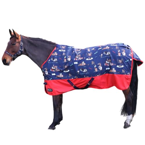 HY EQUESTRIAN StormX Original 0 Pferdedecke, Thelwell Collection Practice Makes Perfect, Marineblau/Rot, 1,52 m von Hy Equestrian