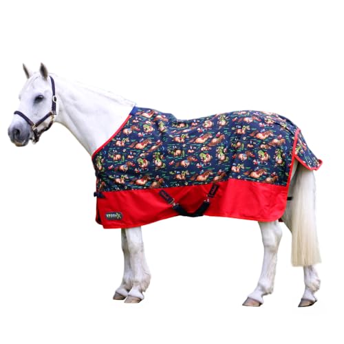 HY EQUESTRIAN StormX Original 100 Pferdedecke, Thelwell Collection Practice Makes Perfect, Marineblau/Rot (120 cm) von Hy Equestrian