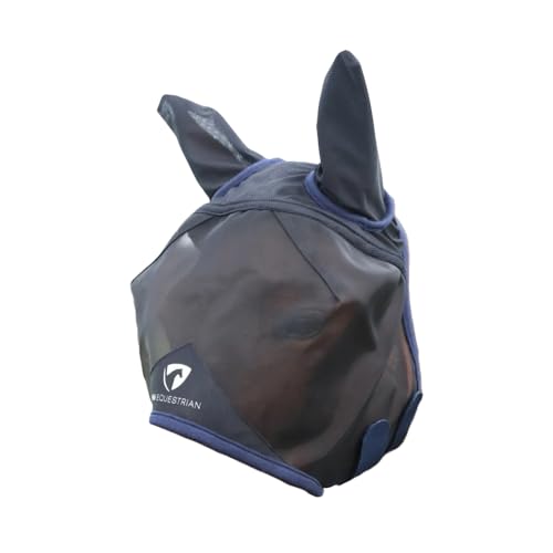 Hy Equestrian Mesh Halbmaske mit Ohren, Schwarz/Marineblau (X Full) von Hy Equestrian