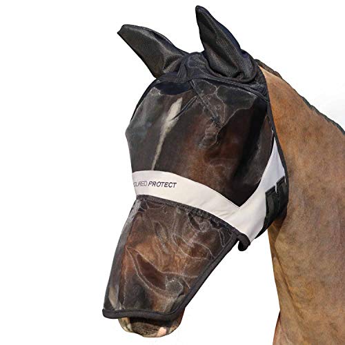 Hy Armoured Protect Full Mask with Ears and Nose Fly Mask Cob Black Grey von Hy