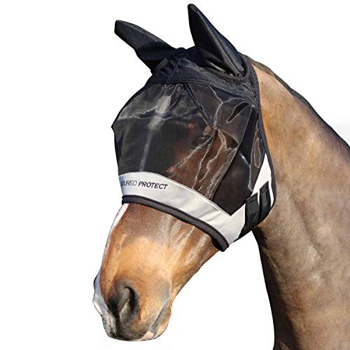 Hy Armoured Protect Half Mask with Ears Fly Mask Full Size Black Grey von Hy