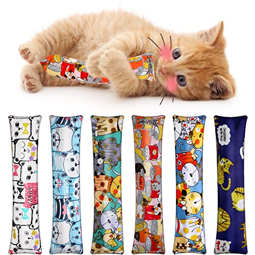 6 Pack Catnip Kicker Toy Interactive Cat Kicker Toy Kick Sticks for Cats, Durable and Bite Resistant Cat Chew Toy Indoor Kitty Kick Pillow Toy with Cute Patterns for Kitten PET Supplies, 10.6 Inch von HyDren