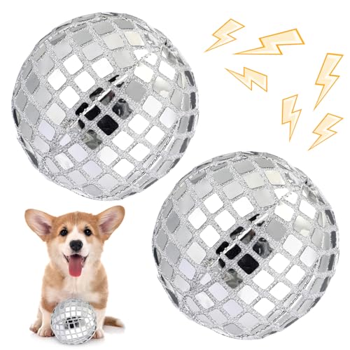 HyDren Disco-Ball, Hundebälle, quietschend, gefüllt mit flauschigen, quietschenden Hundespielzeugen, weich, interaktiv, Plüsch, Kauspielzeug für kleine und mittelgroße Welpen, 2 Stück von HyDren