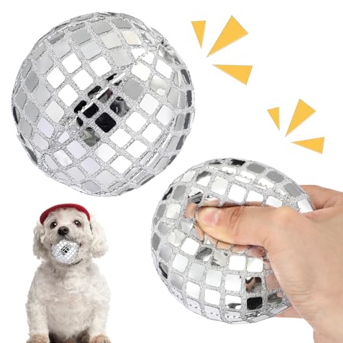 HyDren Disco-Ball, Hundebälle, quietschend, gefüllt mit flauschigen, quietschenden Hundespielzeugen, weich, interaktiv, Plüsch, Kauspielzeug für kleine und mittelgroße Welpen, 2 Stück von HyDren