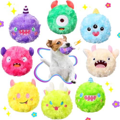 HyDren Monster Quietschende Hundebälle, 2-in-1, weich, gefüllt, Plüschbälle mit Quietschern, kleine Kauer, Hundespielzeug, Großpackung für kleine, mittelgroße Welpen, Haustiere, Hunde, von HyDren