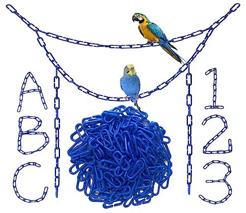 Hyamass 200 Stück blaue C-Clips Ketten Haken Kunststoff Kettenglieder C-Glieder Kinder Lernspielzeug Zuckergleiter für Sittiche, kleine Haustiere, Ratten, Papageien, Vogelspielzeug, Käfigschaukel, von Hyamass