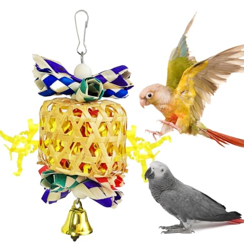 Hyamass Vogelkauspielzeug, Futtersuche Aktenvernichter Vogelspielzeug, Vogelhängender Käfig Kletterfußspielzeug mit Glocke für Papageien Conures, Liebesvögel, Wellensittich, kleine Papageien von Hyamass