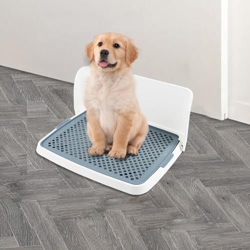 Hundetoilette für kleine Hunde, Welpentraining, Innenbereich, abnehmbarer Grill, geeignet für Hunde mit einem Gewicht von weniger als 5 kg, Grau von Hydrangeary