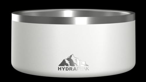 Hydrapeak Hundenapf, rutschfester Edelstahl, Wassernapf, Hundenapf, große Hunde, Hundenapf, kleine Hunde, 907 ml, mehrere Größen, 8 Tassen, Weiß von Hydrapeak