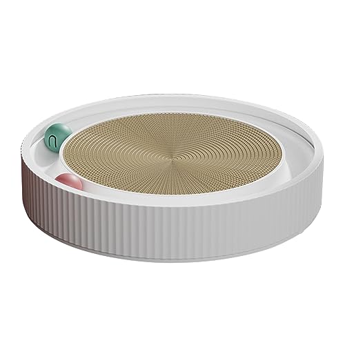 Hyexu Kratzmatte Nest Katzenkratzpad Rundes Kratzpad Nest Katzenkratzbrett Kratzbrett Kratzbrett für Katzen Katzenkratzbrett 3 in 1 Runde Kratzmatte Nest mit Spielzeugbällen für Indoor-Katzen von Hyexu