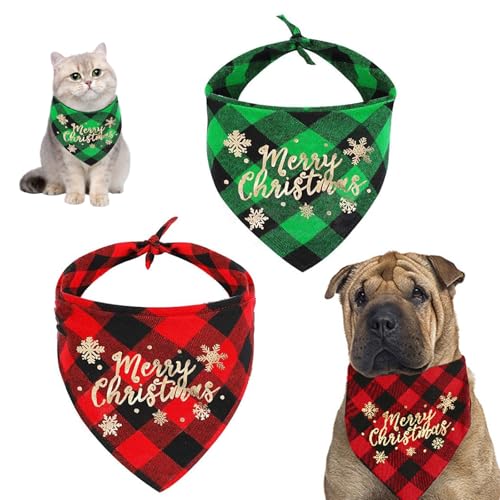 Weihnachten Haustier Schal 2 Stück, Weihnachten Hunde Halstuch, Weihnachten Hund Halstuch Haustier, Haustier Weihnachten Bandana, für Hunde Und Katzen, Haustier Weihnachten KostüM Dekoration (B) von Hyfkjdm