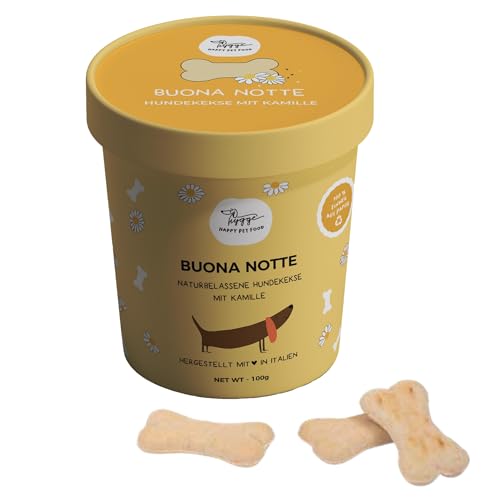 Hygge Dog® Hundekekse Buonanotte | 100% Natur Hundeleckerli mit Kamille & Baldrian | Veggie Dog Leckerlies für alle Hunde & Welpen | Scorta 1 Monat, 100g | Leckerli Hund, Ideal fürs Training von Hygge