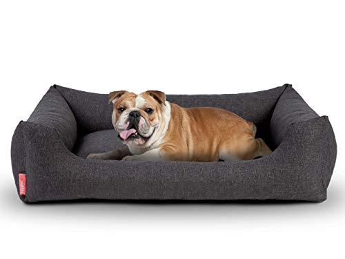 Hyggins Dreamer Pure Hundebett | Bezug abnehmbar und waschbar | Robust und pflegeleicht (XL 117 x 80cm, Dunkelgrau) von Hyggins