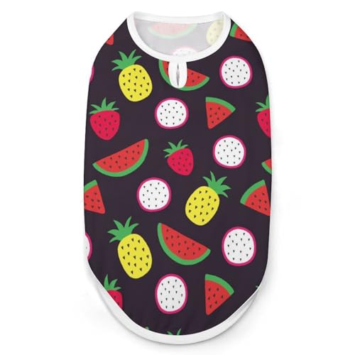 Bedruckte Kleidung für Haustiere, Motiv: Wassermelone, Ananas, Erdbeere, Drache, Obst, cooles Welpen-Shirt für kleine, mittelgroße und große Haustiere, Hunde, Katzen, Größe S von Hyghfg