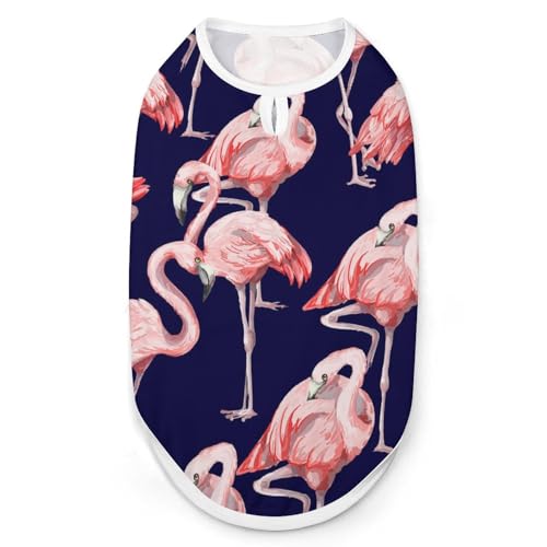 Bedruckte Kleidung für Haustiere, Motiv: pinker Flamingo, cooles Welpen-Shirt für kleine, mittelgroße und große Haustiere, Hunde und Katzen, Größe M von Hyghfg