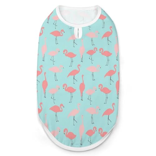 Bedruckte Kleidung für Haustiere, Motiv: pinker Flamingo, cooles Welpen-Shirt für kleine, mittelgroße und große Haustiere, Hunde und Katzen, Größe M von Hyghfg