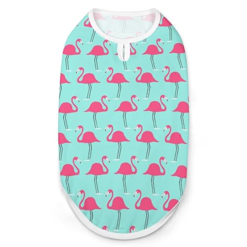 Bedruckte Kleidung für Haustiere, Motiv: tropische Vögel, Flamingo, cooles Welpen-Shirt für kleine, mittelgroße und große Haustiere, Hunde, Katzen, Größe L von Hyghfg