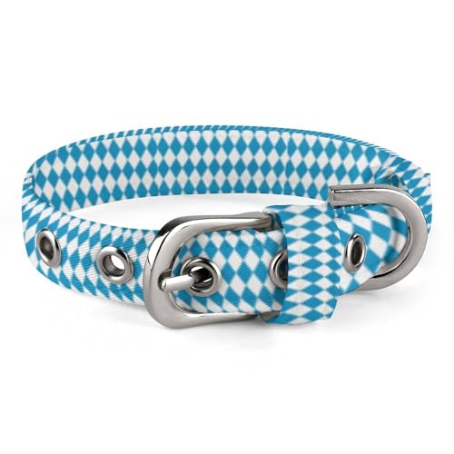 Verstellbares Hundehalsband, Rautenmuster, bequem, für kleine bis mittelgroße Hunde, Blau von Hyghfg