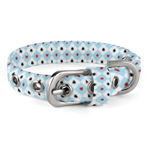 Verstellbares Hundehalsband mit blau-weißen Diamanten, bequemes Haustierhalsband für kleine bis mittelgroße Hunde von Hyghfg