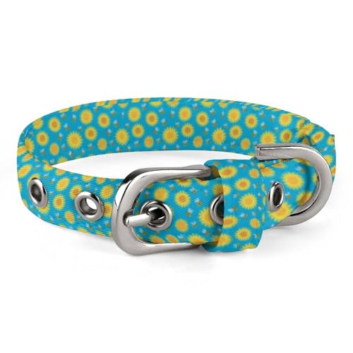 Verstellbares Hundehalsband mit fliegenden Cartoon-Bienen und Blumen, bequemes Haustierhalsband für kleine bis mittelgroße Hunde von Hyghfg