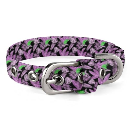 Verstellbares Hundehalsband mit tropischen Blättern und Orchideen, bequemes Haustierhalsband für kleine bis mittelgroße Hunde von Hyghfg