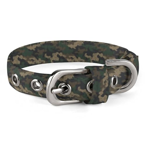 Verstellbares Retro-Hundehalsband, Camouflage, bequemes Haustierhalsband für kleine bis mittelgroße Hunde von Hyghfg