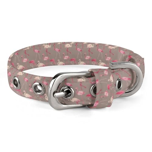 Verstellbares Retro-Hundehalsband mit Flamingo-Vogelmotiv, bequemes Haustierhalsband für kleine bis mittelgroße Hunde von Hyghfg